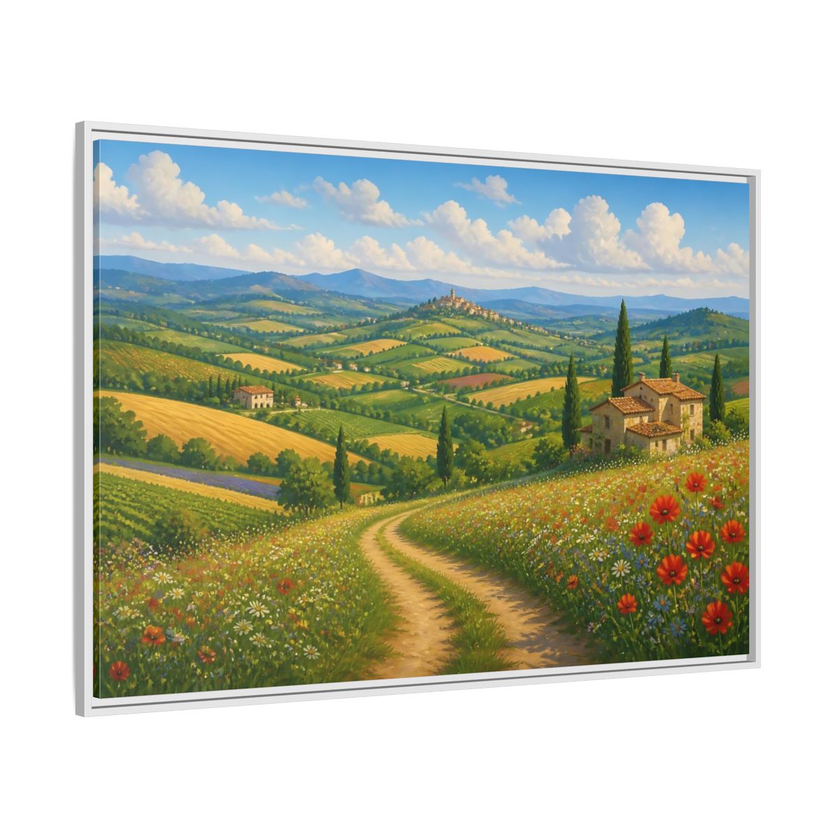 Side Mockup 7. Nature Tuscan Landscape Tuscan Landscape shown as stretched canvas wall art