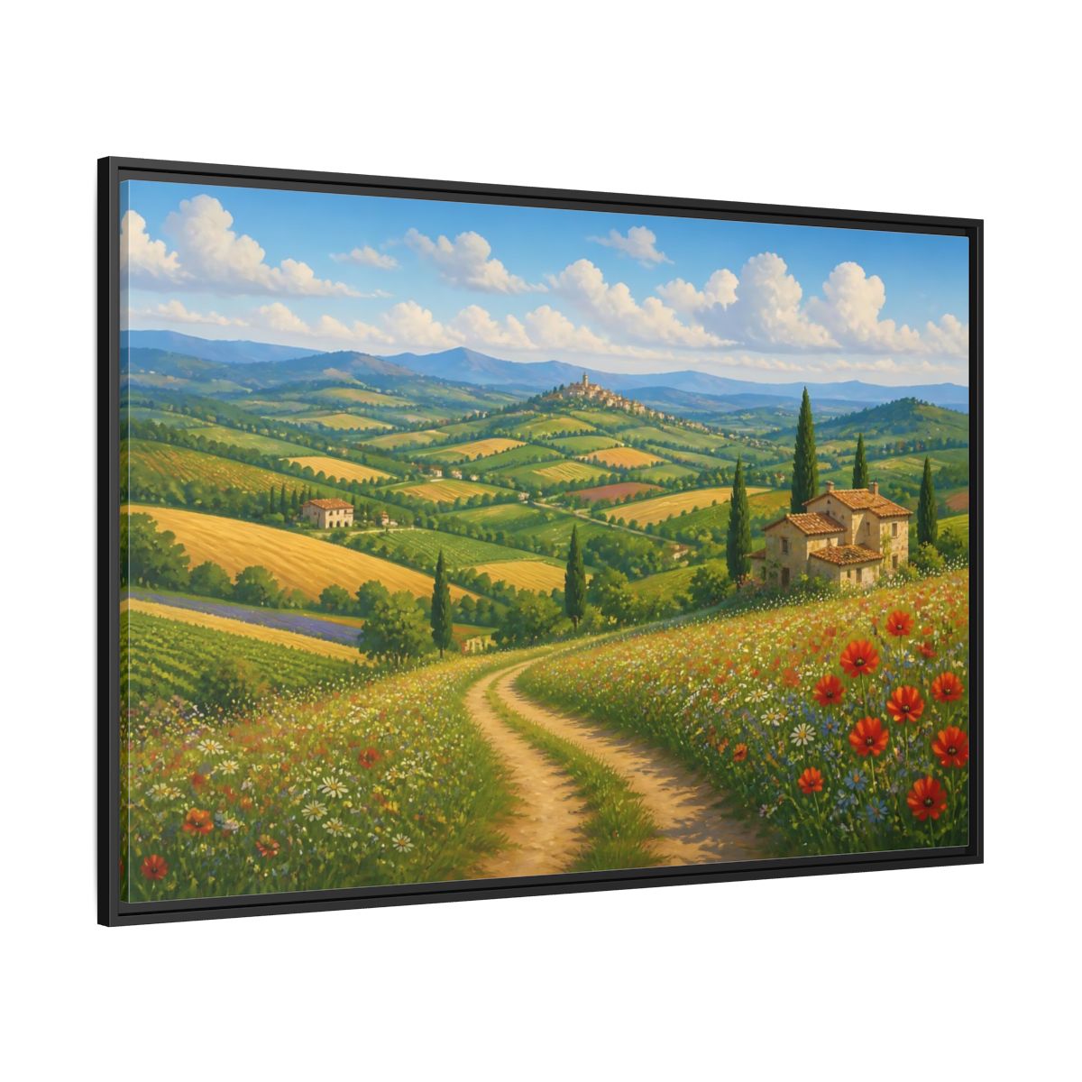 Side Mockup 12. Nature Tuscan Landscape Tuscan Landscape shown as stretched canvas wall art