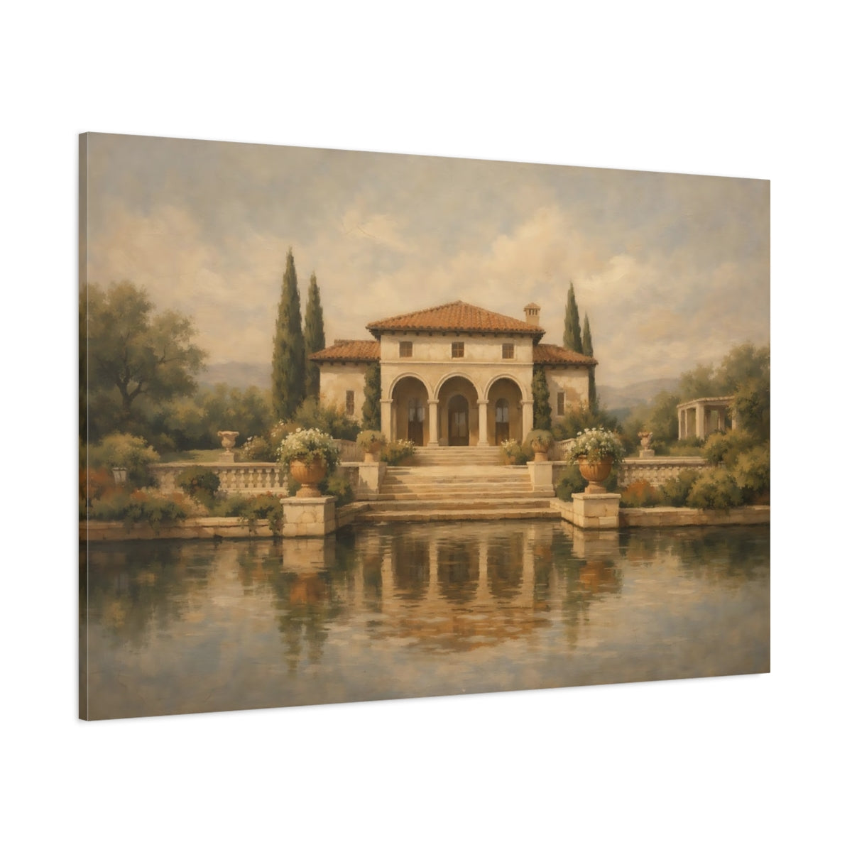Main Mockup. Nature Tuscan Villa Tuscan Villa Landscape shown as stretched canvas wall art