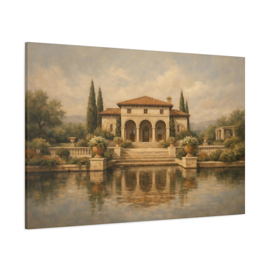 Main Mockup. Nature Tuscan Villa Tuscan Villa Landscape shown as stretched canvas wall art