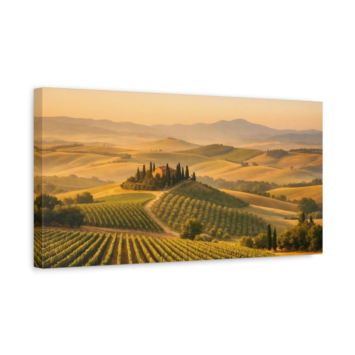 Nature Tuscan Vineyard Golden Landscape - Canvas Wall Art Print - YesArtYes