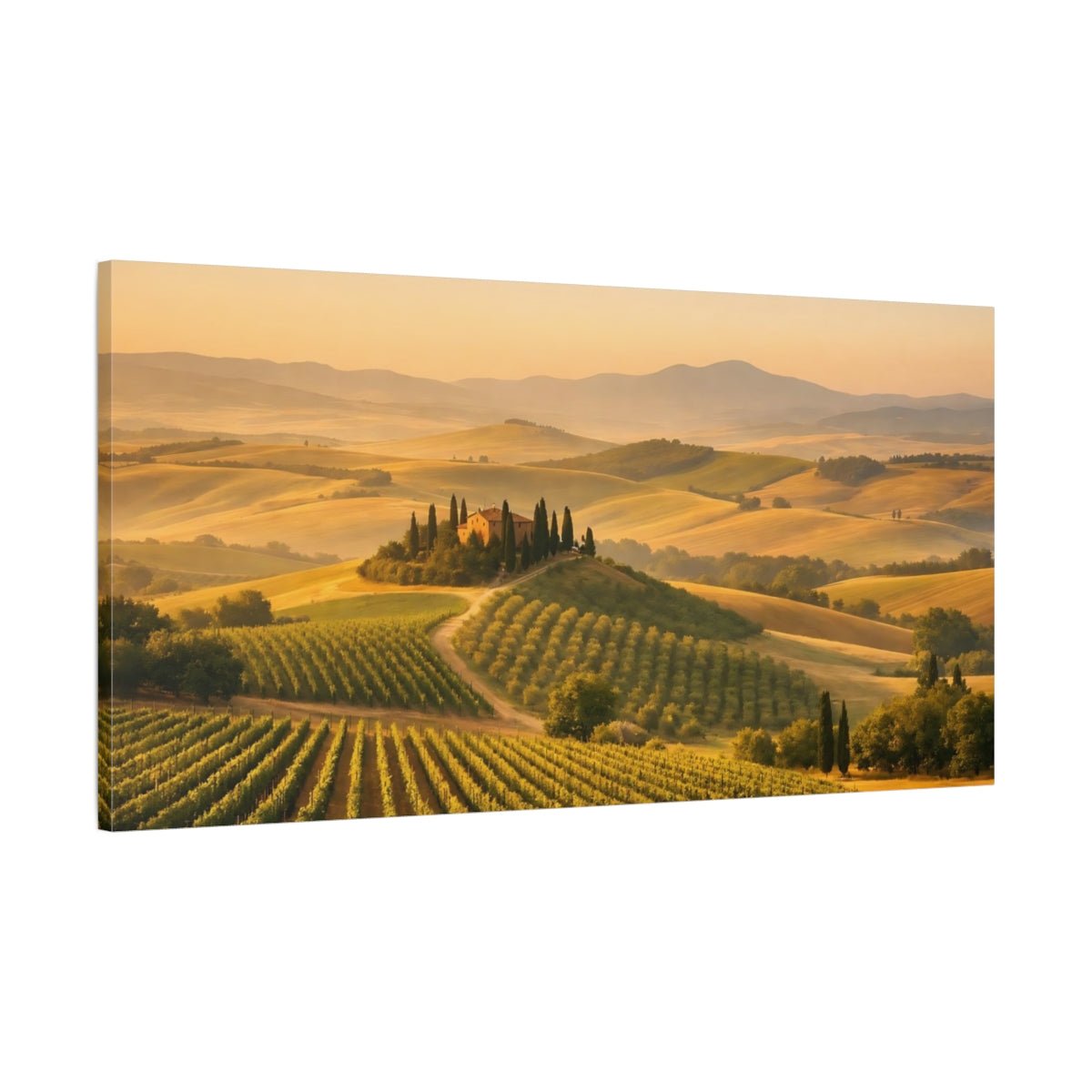 Nature Tuscan Vineyard Golden Landscape - Canvas Wall Art Print - YesArtYes