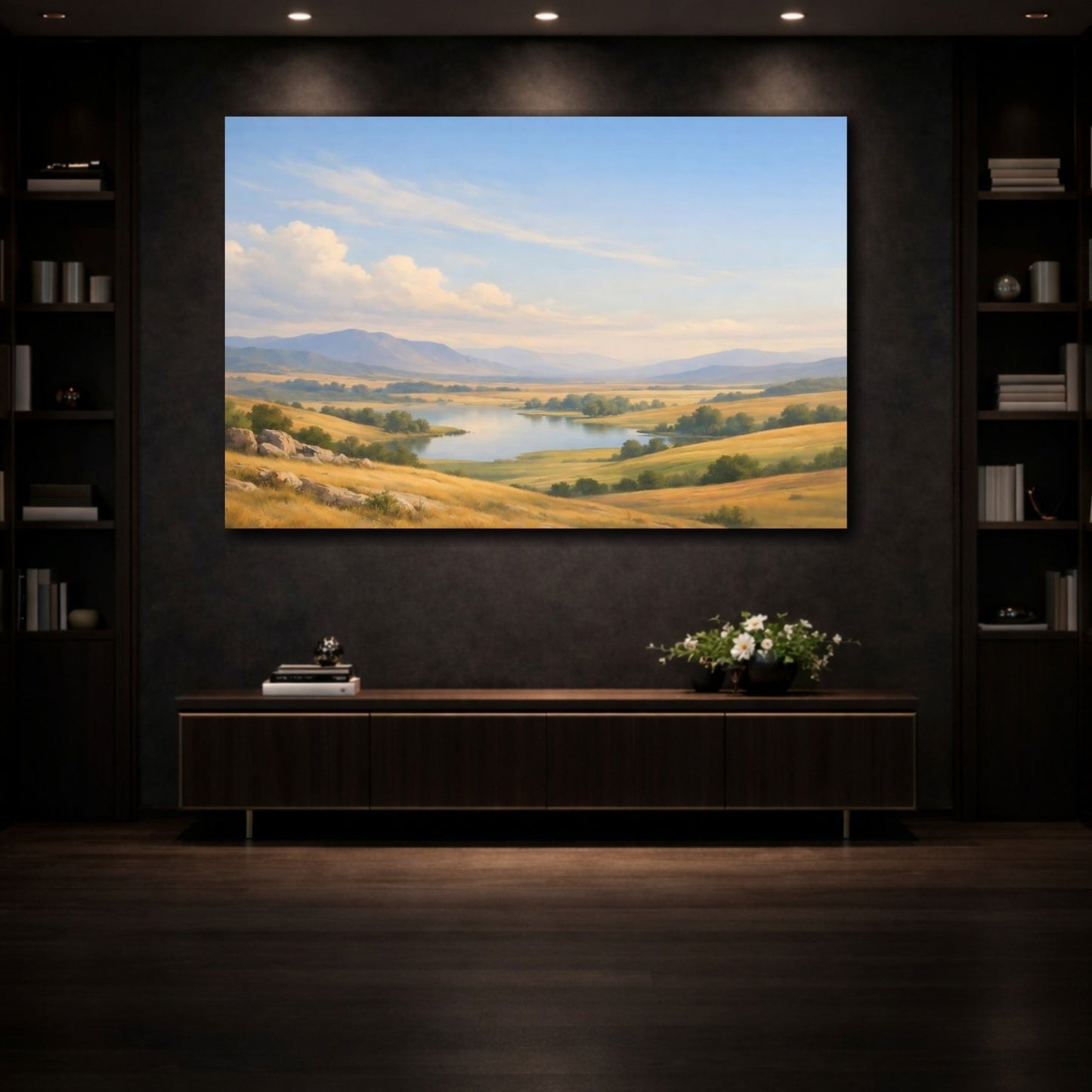 Nature Valley Lake Golden Landscape - Canvas Wall Art Print - YesArtYes