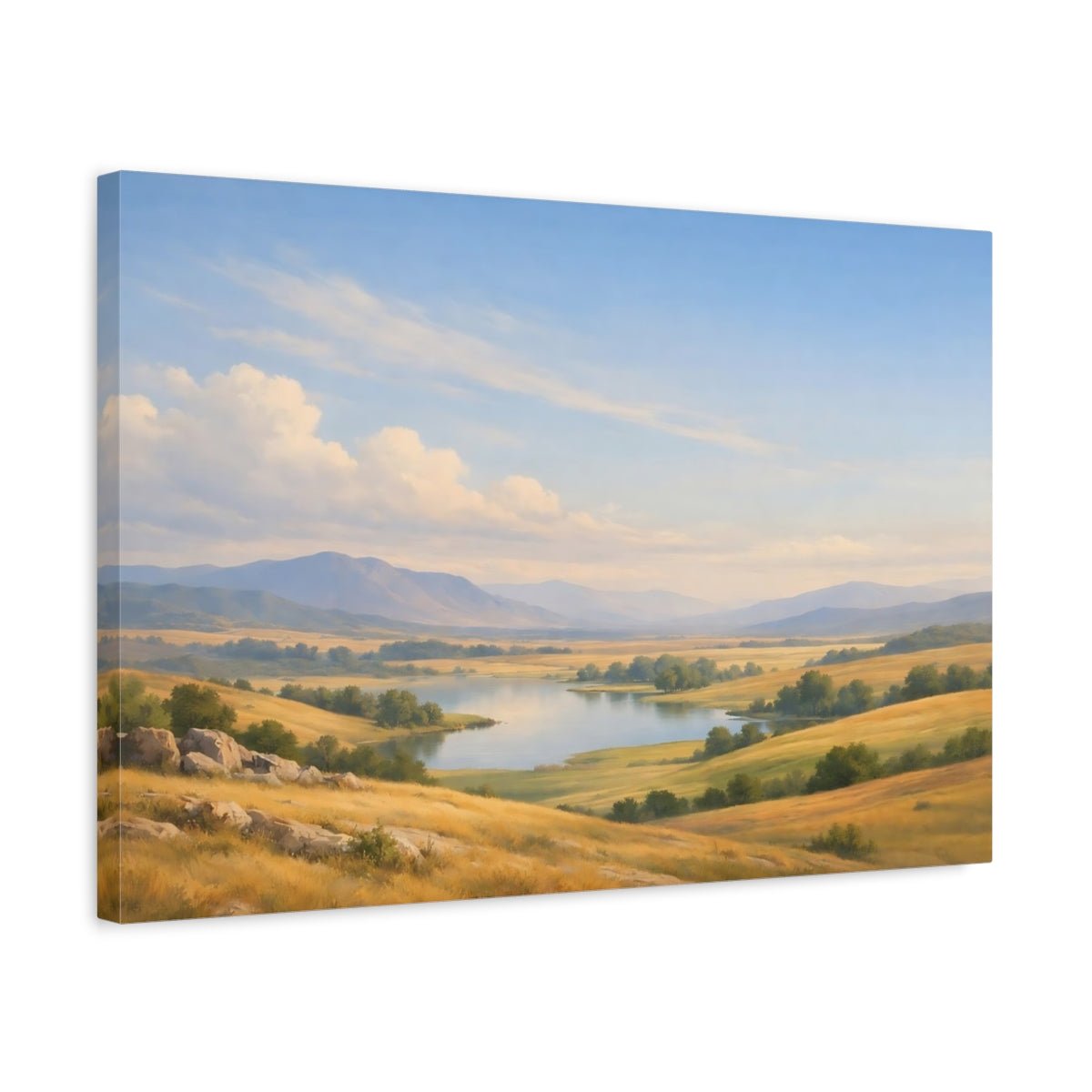 Nature Valley Lake Golden Landscape - Canvas Wall Art Print - YesArtYes