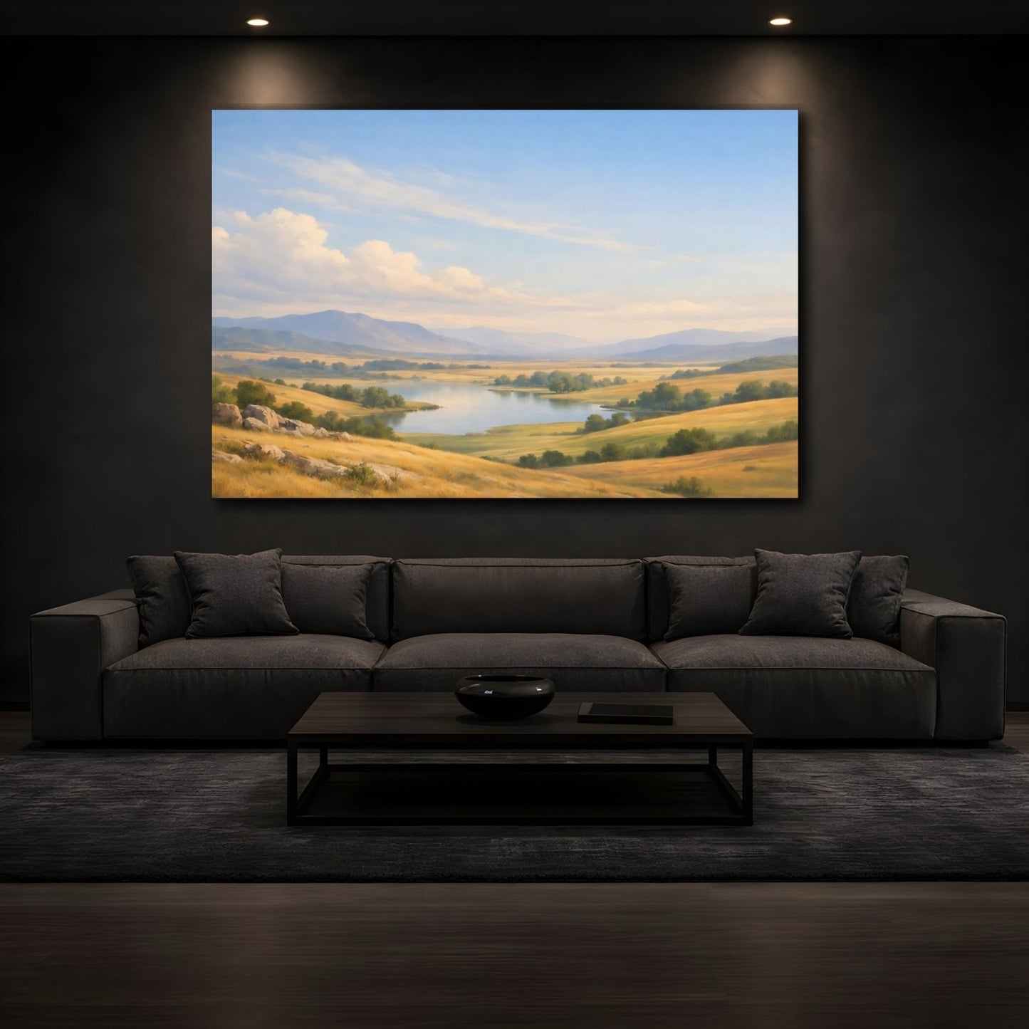 Nature Valley Lake Golden Landscape - Canvas Wall Art Print - YesArtYes