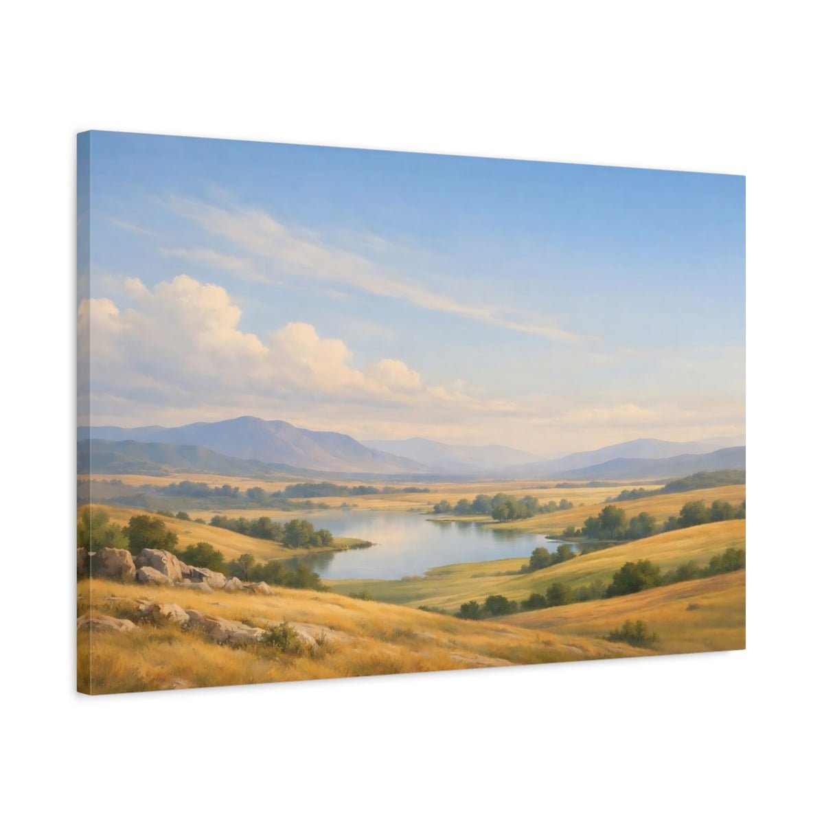 Nature Valley Lake Golden Landscape - Canvas Wall Art Print - YesArtYes