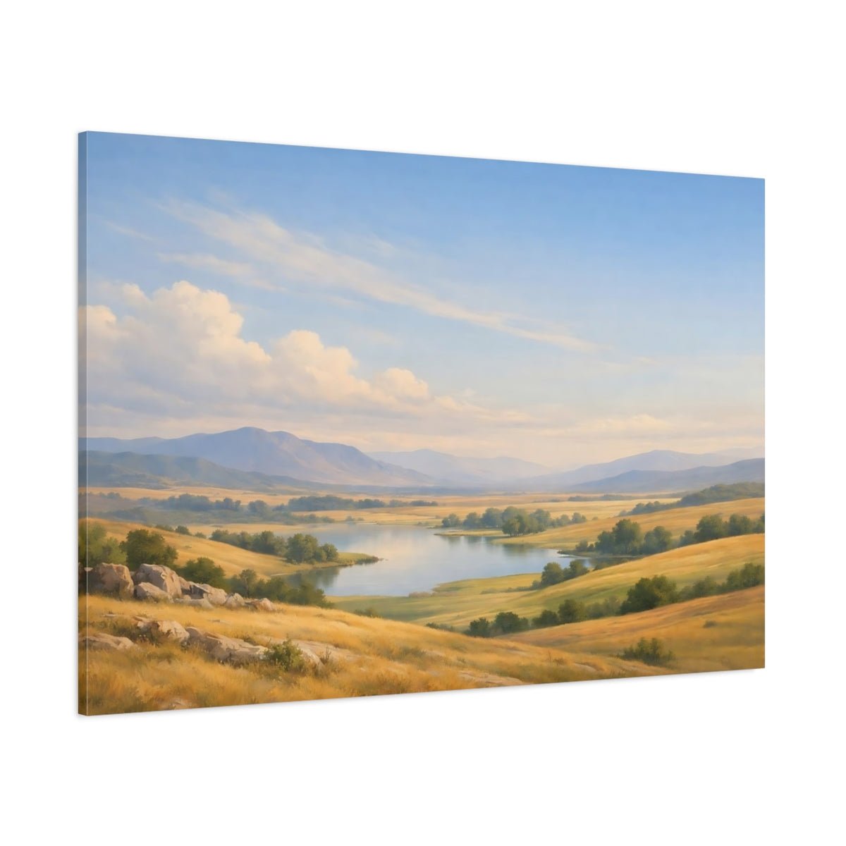 Nature Valley Lake Golden Landscape - Canvas Wall Art Print - YesArtYes