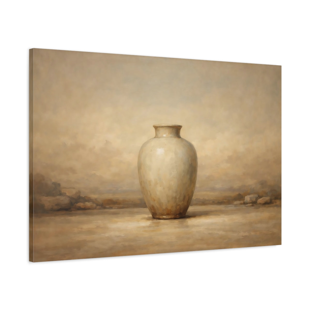 Side Mockup 1. Nature Vase Brown Beige Vase shown as stretched canvas wall art