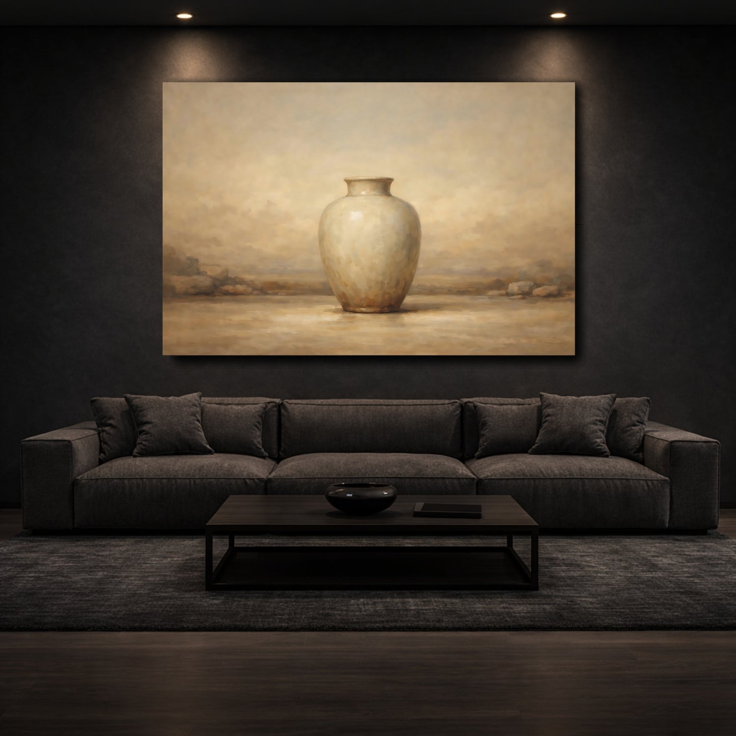 Mockup 2. Nature Vase Brown Beige Vase shown as stretched canvas wall art