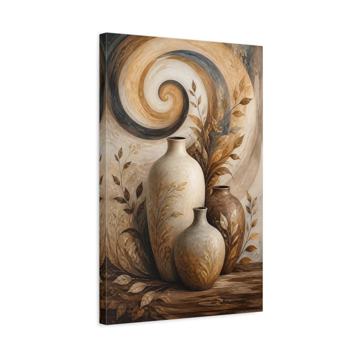Nature Vases Brown And Beige Canvas Print – Living Room, Above Couch, Monochrome - YesArtYes