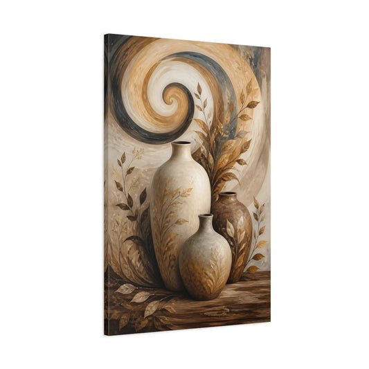 Nature Vases Brown And Beige Canvas Print – Living Room, Above Couch, Monochrome - YesArtYes