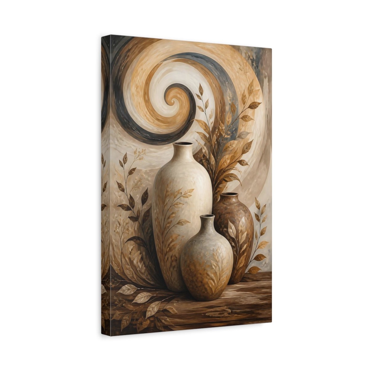 Nature Vases Brown And Beige Canvas Print – Living Room, Above Couch, Monochrome - YesArtYes