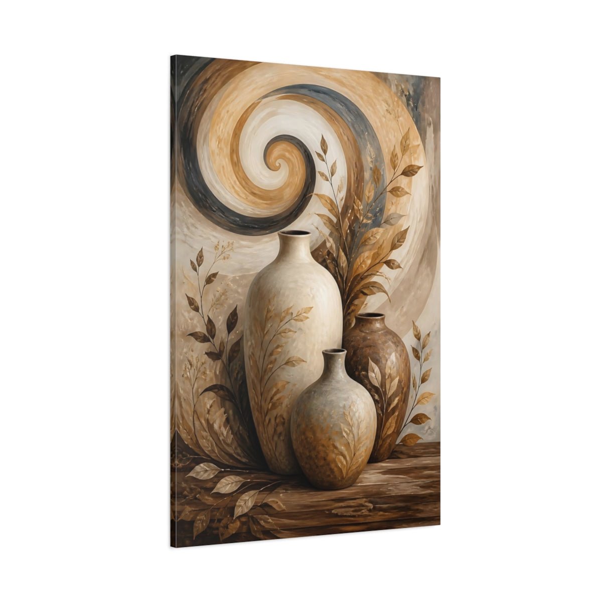 Nature Vases Brown And Beige Canvas Print – Living Room, Above Couch, Monochrome - YesArtYes