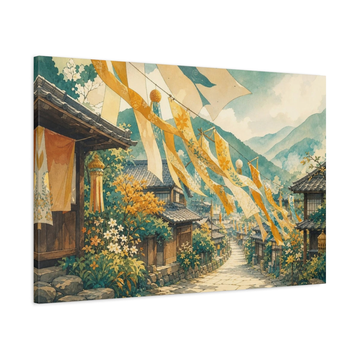 Main Mockup. Nature Village Street Festival Banners shown as canvas print