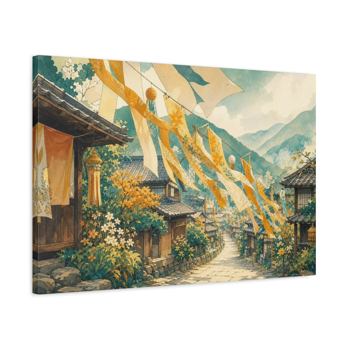 Side Mockup 2. Nature Village Street Festival Banners shown as canvas print
