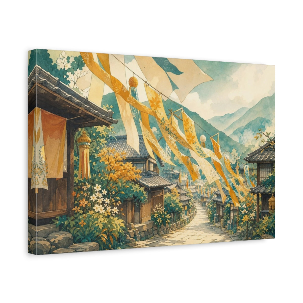 Side Mockup 4. Nature Village Street Festival Banners shown as canvas print