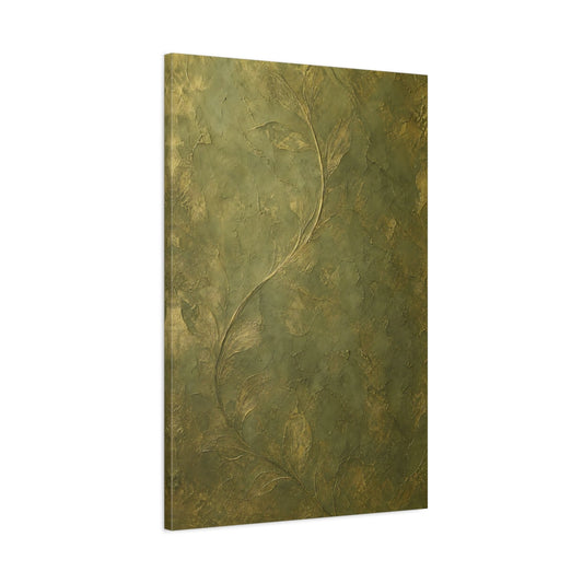 Main Mockup. Nature Vine Green And Gold shown as stretched canvas wall art