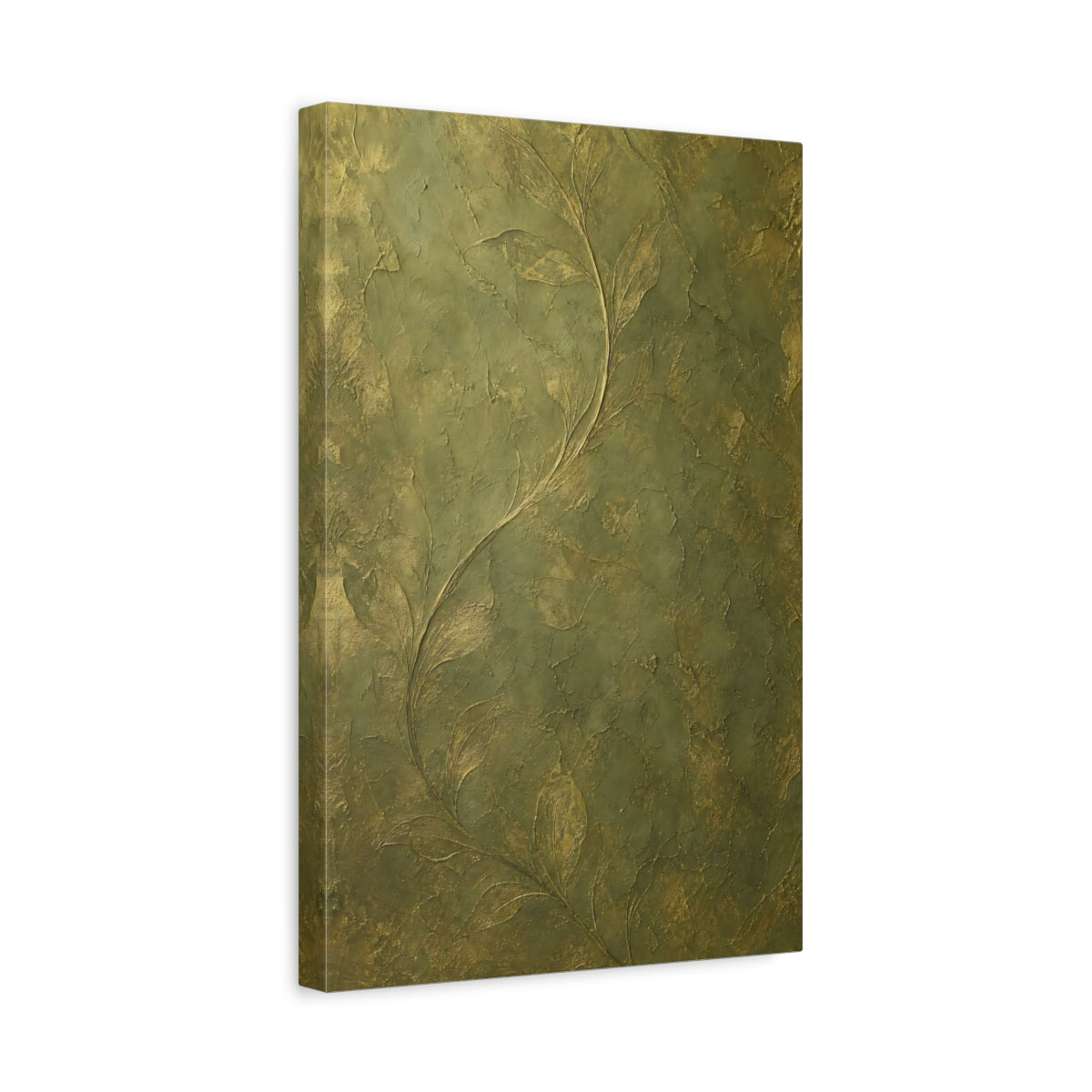 Side Mockup 4. Nature Vine Green And Gold shown as stretched canvas wall art