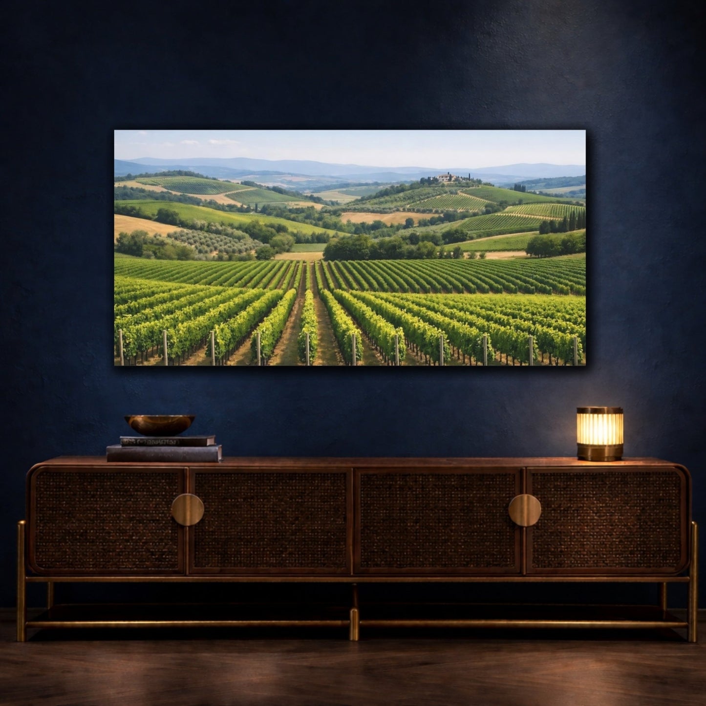Nature Vineyard Green Hills - Canvas Wall Art Print - YesArtYes