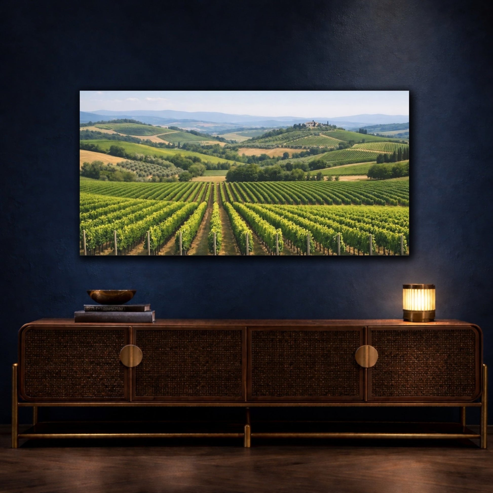 Nature Vineyard Green Hills - Canvas Wall Art Print - YesArtYes