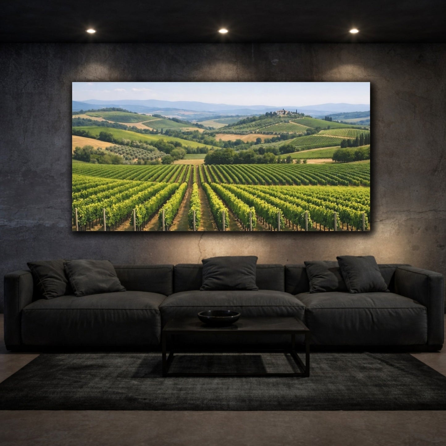 Nature Vineyard Green Hills - Canvas Wall Art Print - YesArtYes