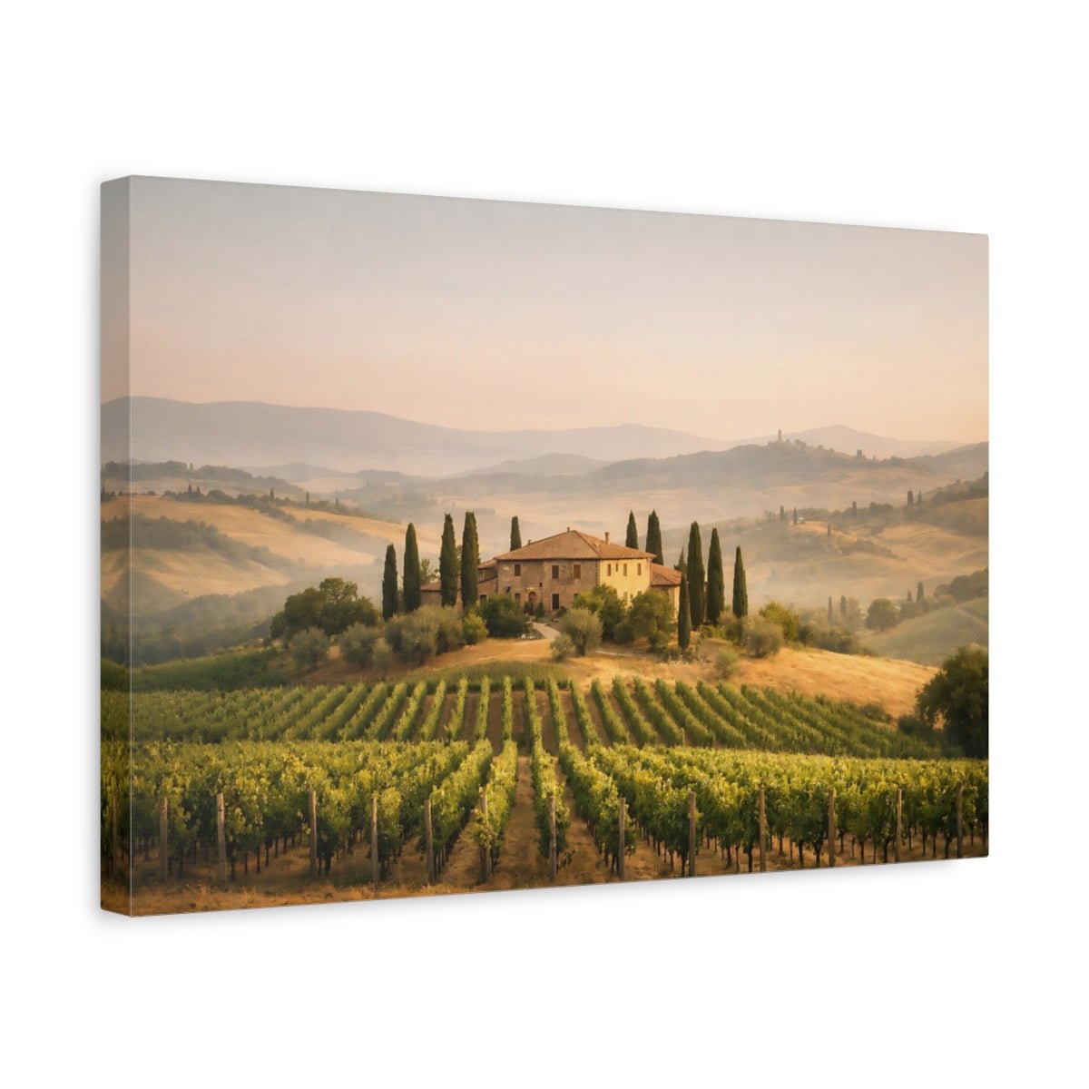 Nature Vineyard Villa Tuscan Landscape - Canvas Wall Art Print - YesArtYes