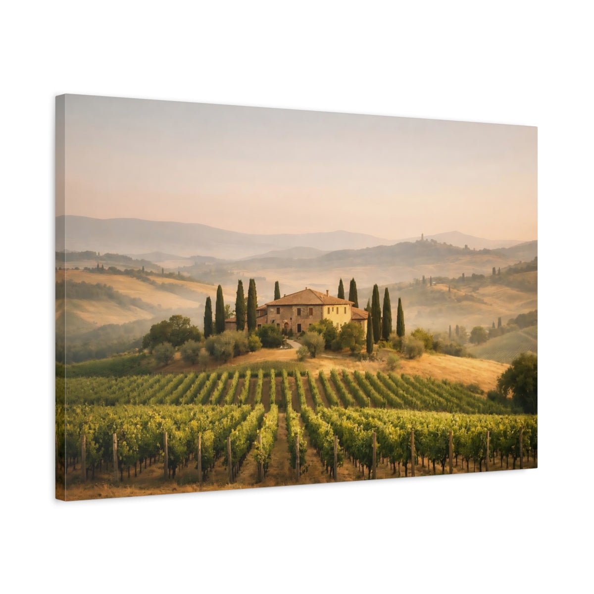 Nature Vineyard Villa Tuscan Landscape - Canvas Wall Art Print - YesArtYes