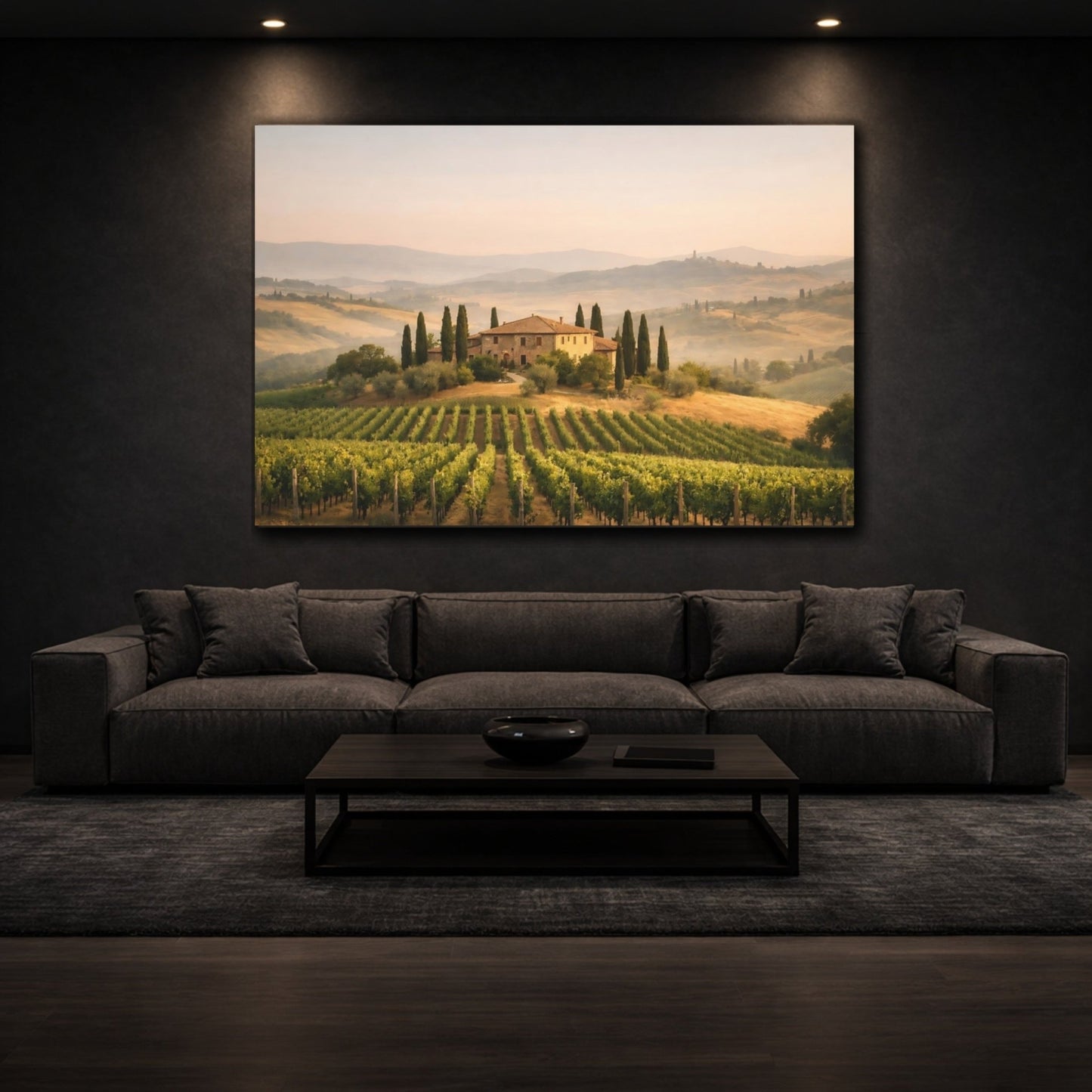 Nature Vineyard Villa Tuscan Landscape - Canvas Wall Art Print - YesArtYes