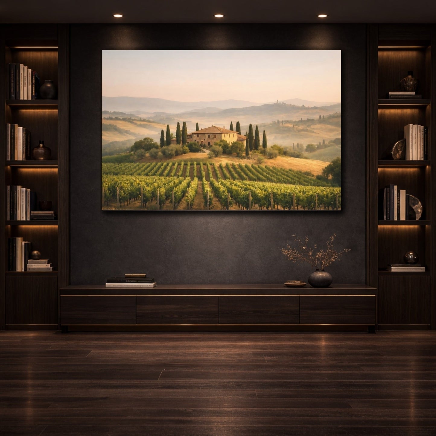 Nature Vineyard Villa Tuscan Landscape - Canvas Wall Art Print - YesArtYes