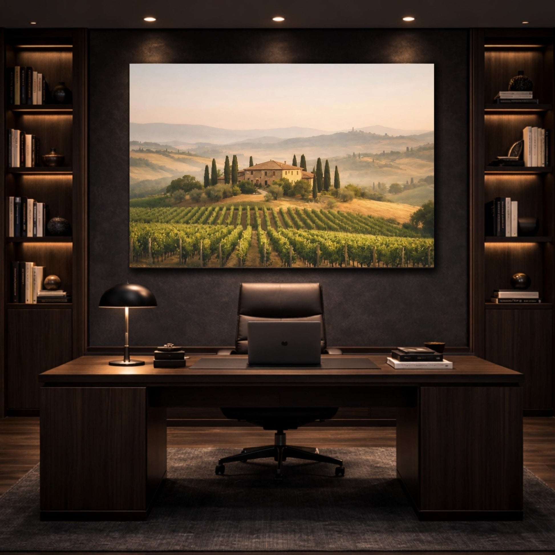Nature Vineyard Villa Tuscan Landscape - Canvas Wall Art Print - YesArtYes