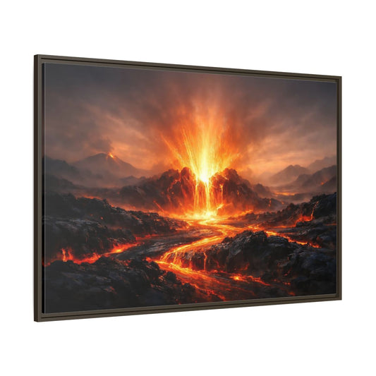 Main Mockup. Nature Volcanic Eruption Volcano Landscape shown as stretched canvas wall art