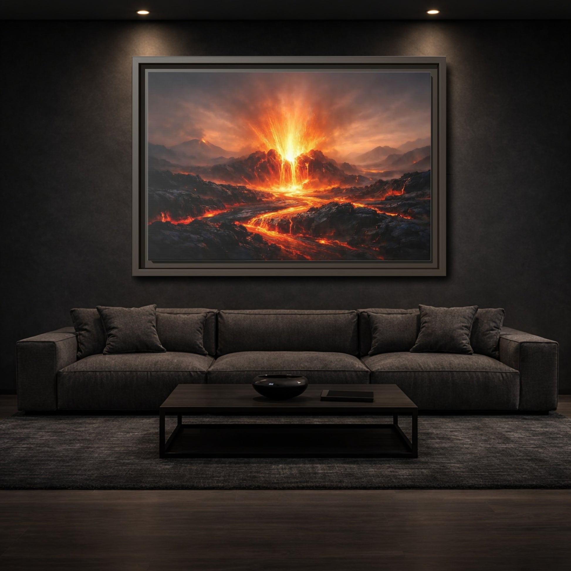 Mockup 2. Nature Volcanic Eruption Volcano Landscape shown as stretched canvas wall art