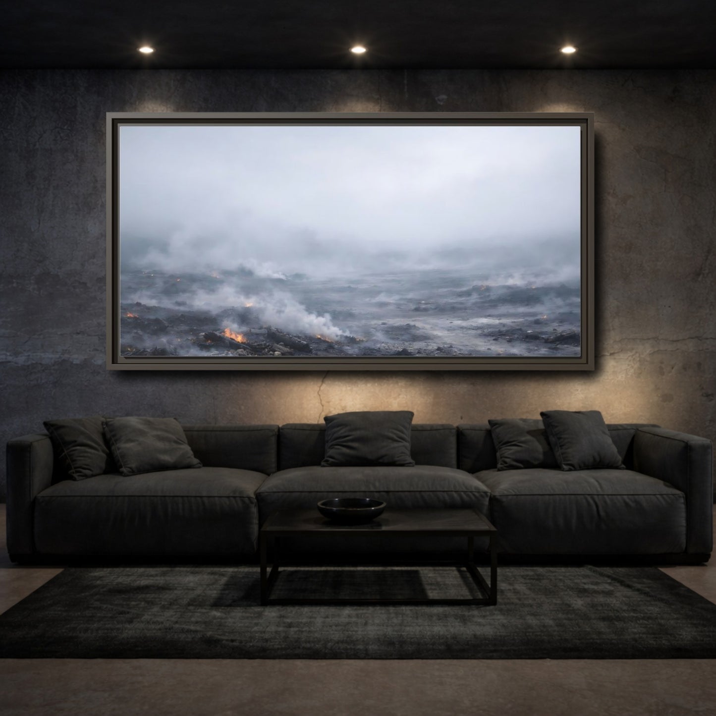 Mockup 2. Nature Volcanic Landscape Smoldering Landscape shown as stretched canvas wall art
