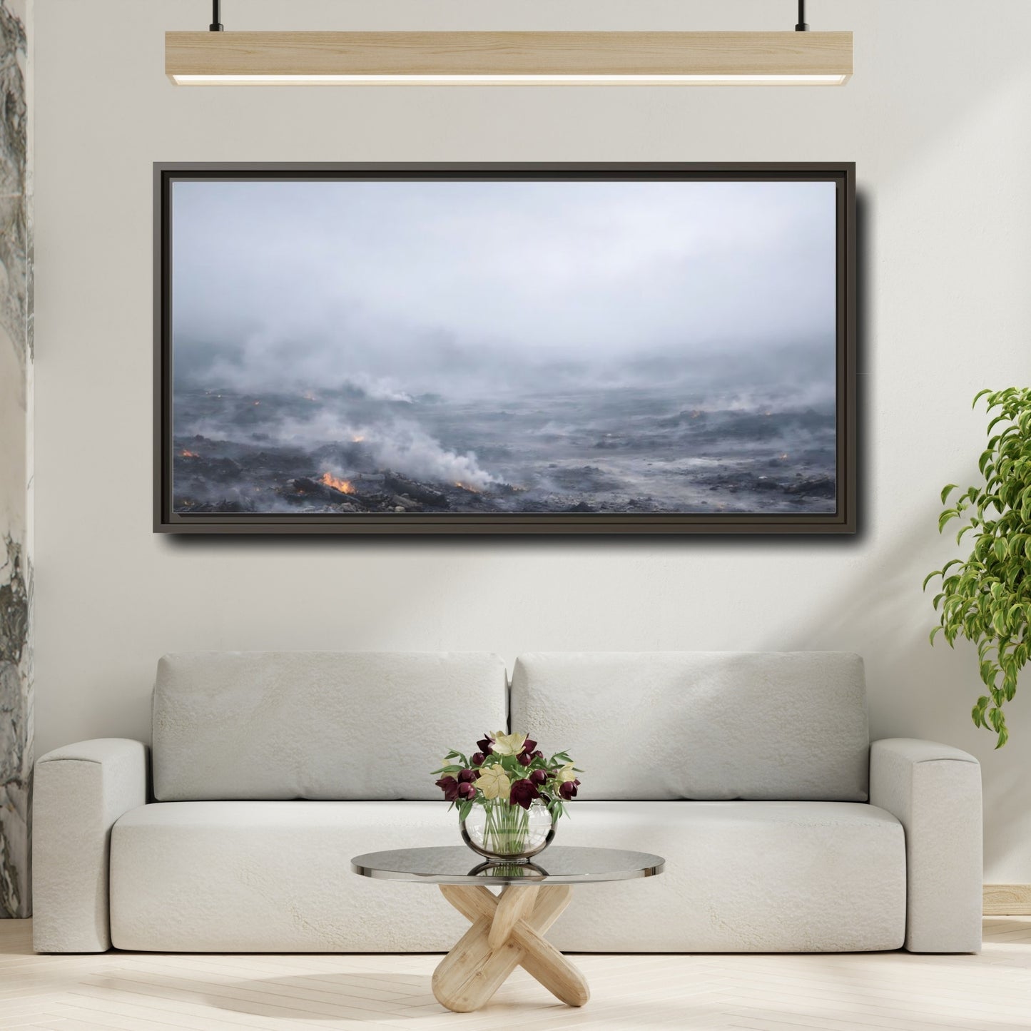 Mockup 3. Nature Volcanic Landscape Smoldering Landscape shown as stretched canvas wall art