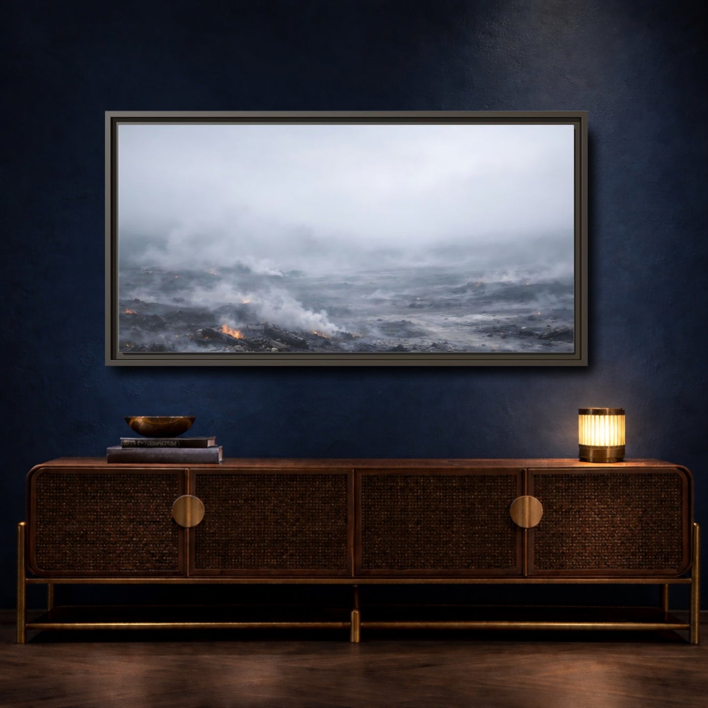 Mockup 4. Nature Volcanic Landscape Smoldering Landscape shown as stretched canvas wall art