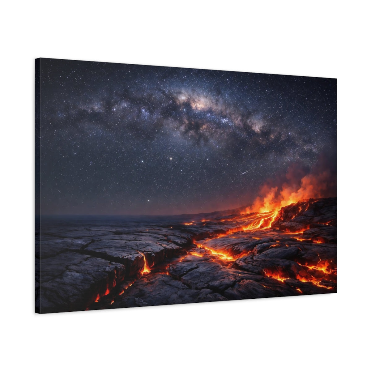 Main Mockup. Nature Volcanic Lava Lava Night Sky shown as stretched canvas wall art