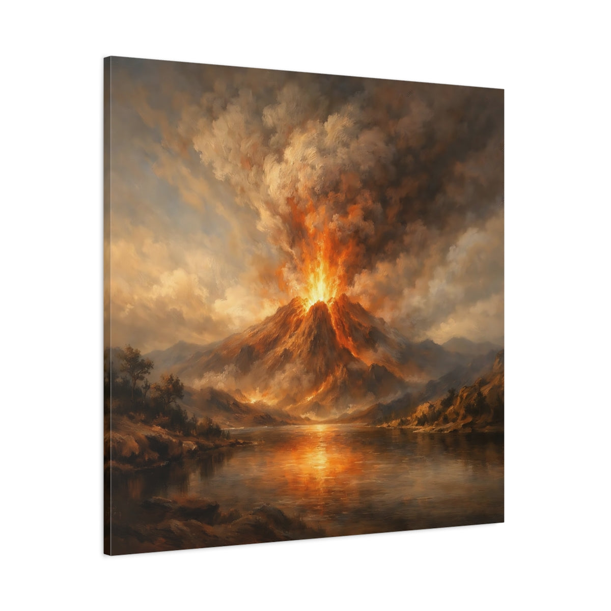 Main Mockup. Nature Volcano Eruption Orange Volcano shown as stretched canvas wall art