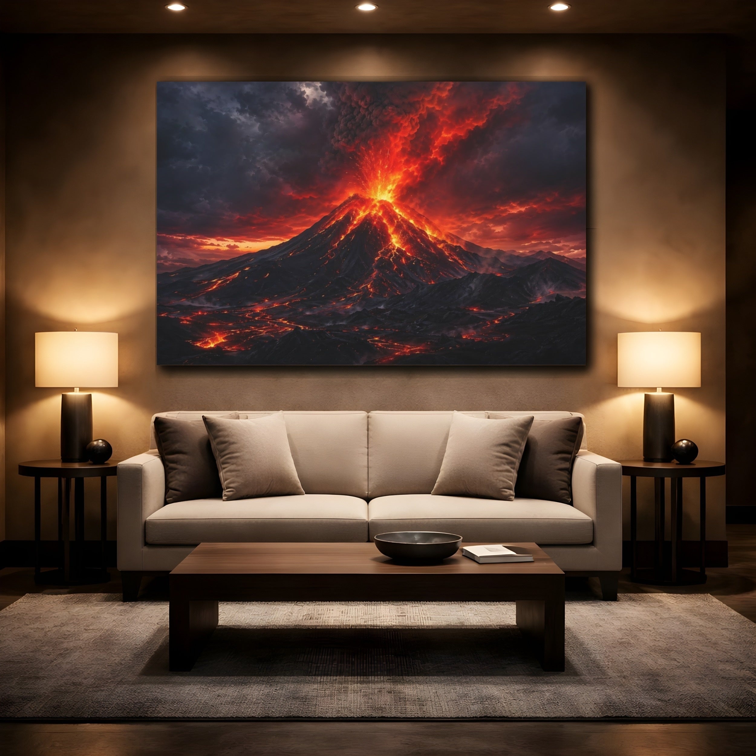 Volcano Eruption Art Canvas Wall - YesArtYes
