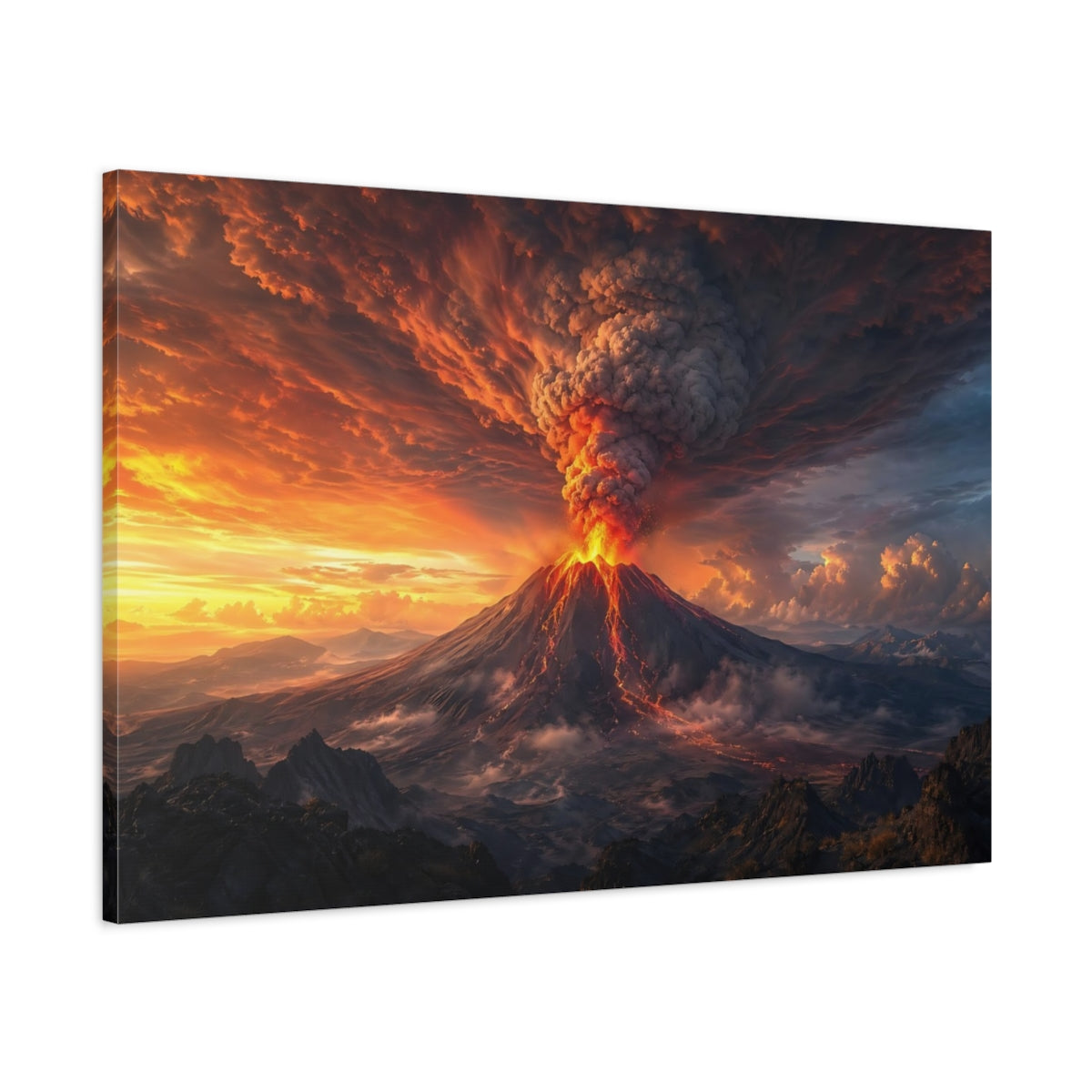 Main Mockup. Nature Volcano Volcano Eruption shown as stretched canvas wall art