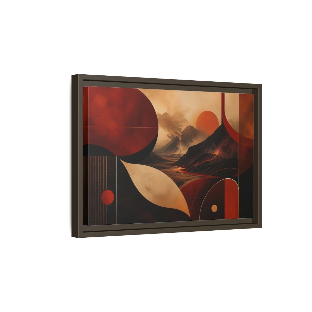 Nature Volcanoes Orange And Black Framed Canvas Print – Abstract Living Room, Above Sofa - YesArtYes