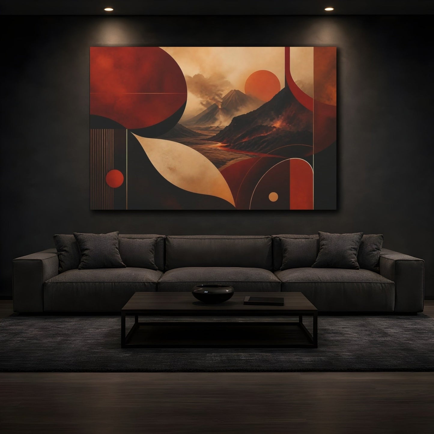 Nature Volcanoes Red And Black Canvas Print – Living Room, Above Console Table - YesArtYes