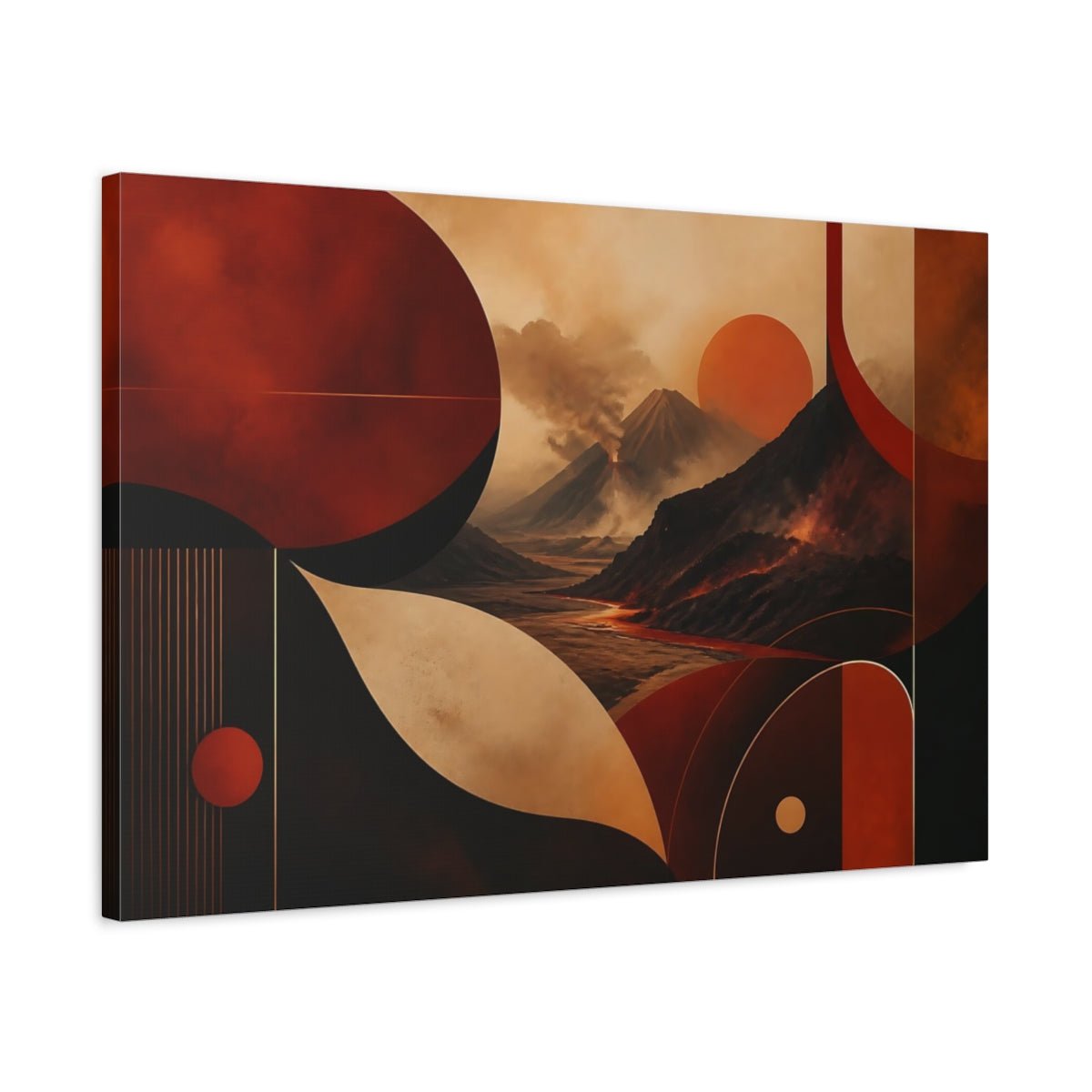 Nature Volcanoes Red And Black Canvas Print – Living Room, Above Console Table - YesArtYes