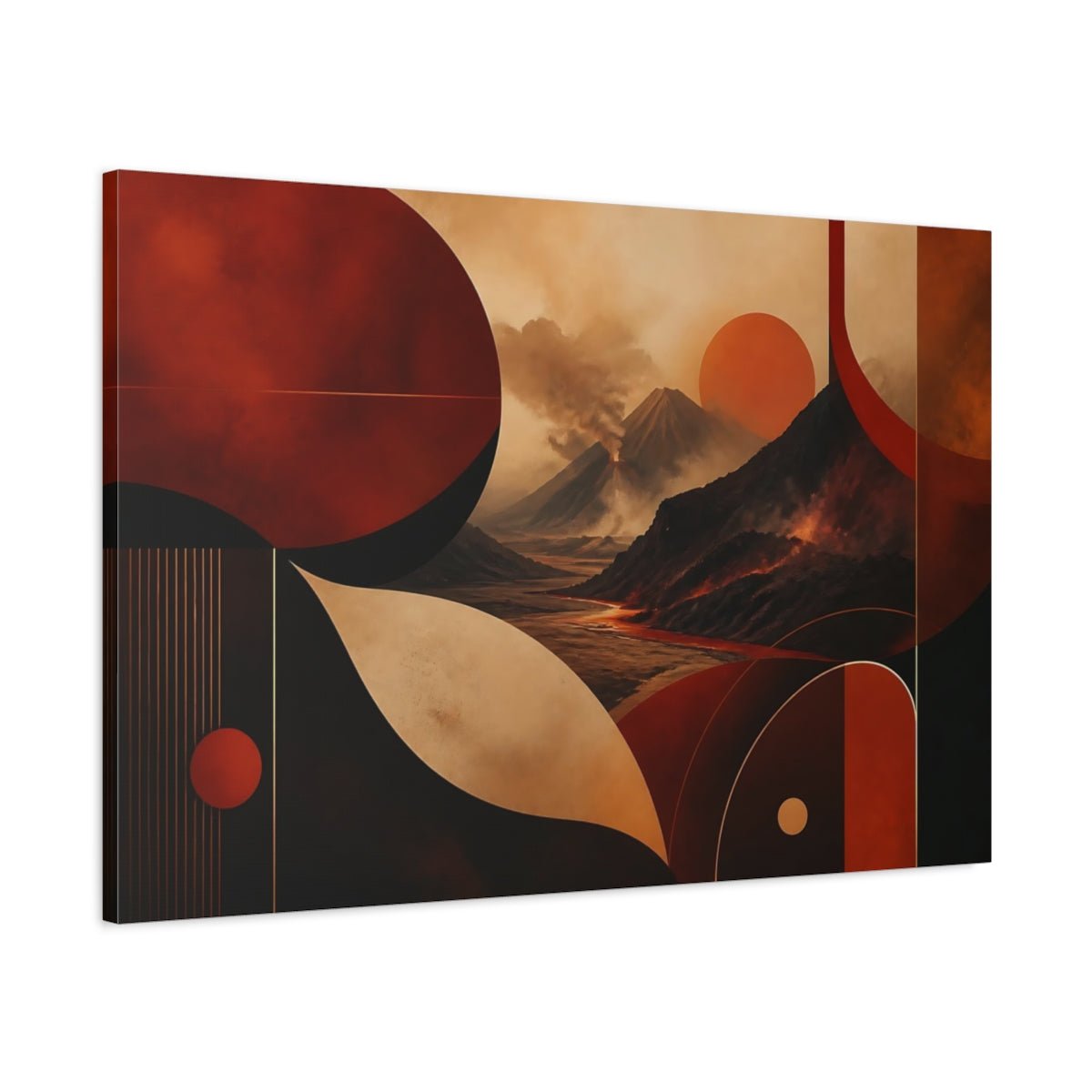 Nature Volcanoes Red And Black Canvas Print – Living Room, Above Console Table - YesArtYes