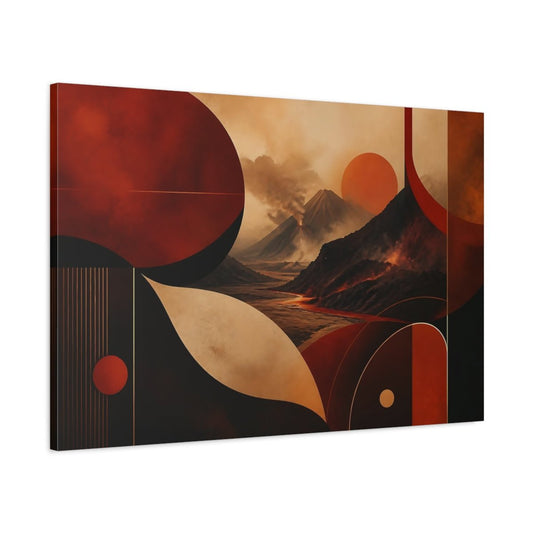 Nature Volcanoes Red And Black Canvas Print – Living Room, Above Console Table - YesArtYes