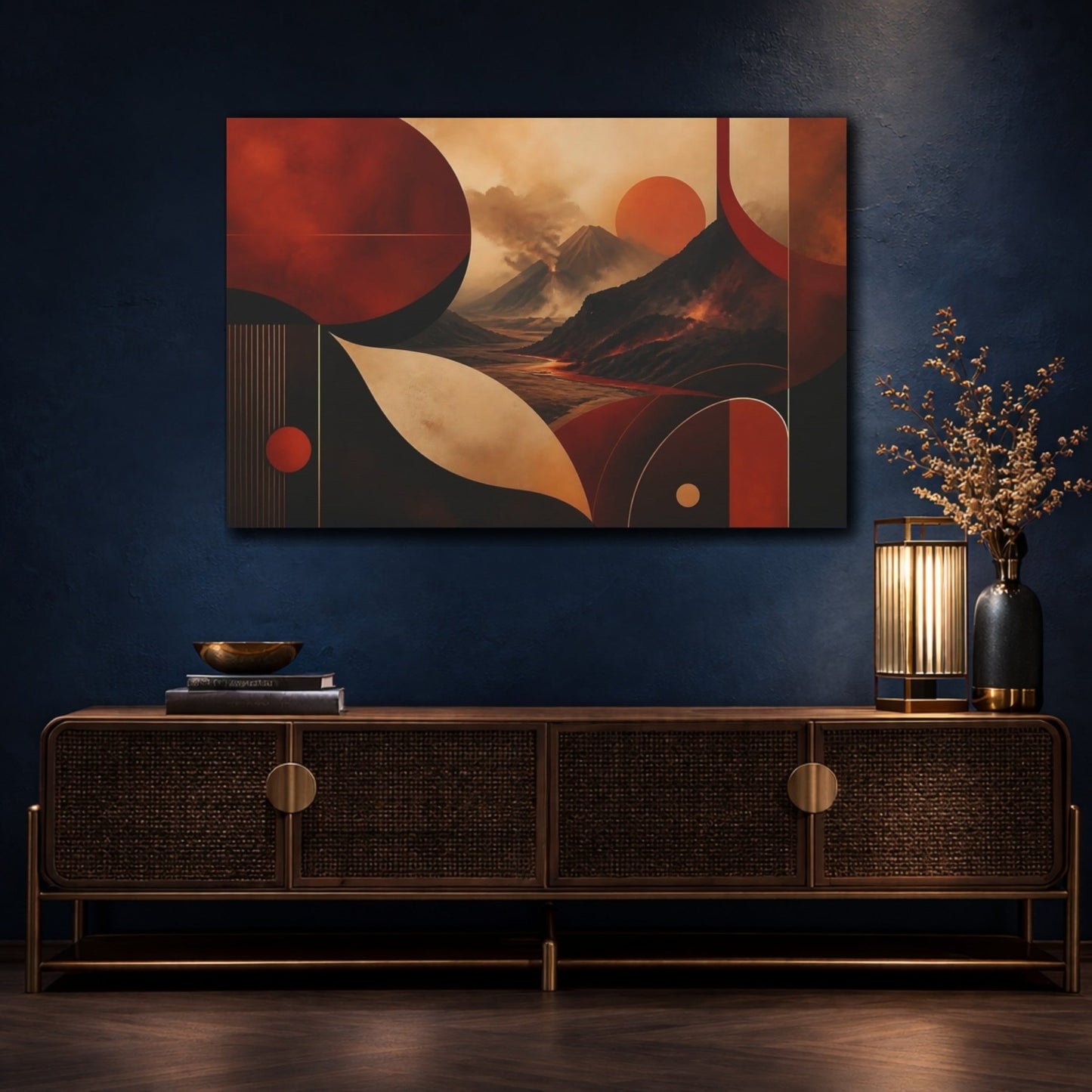Nature Volcanoes Red And Black Canvas Print – Living Room, Above Console Table - YesArtYes