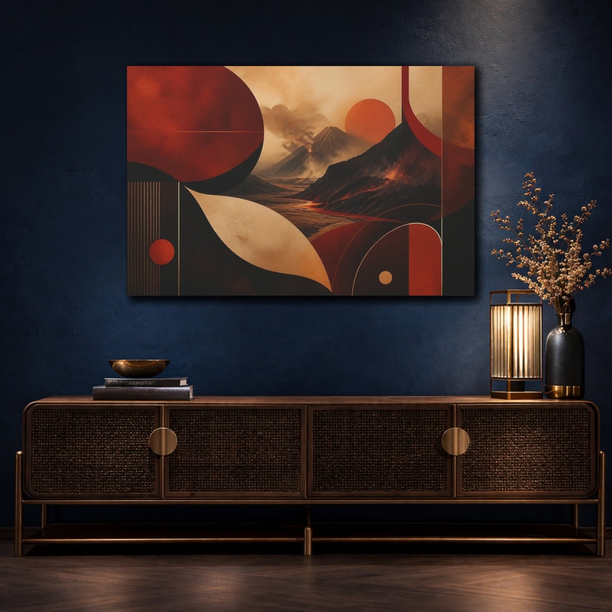 Nature Volcanoes Red And Black Canvas Print – Living Room, Above Console Table - YesArtYes