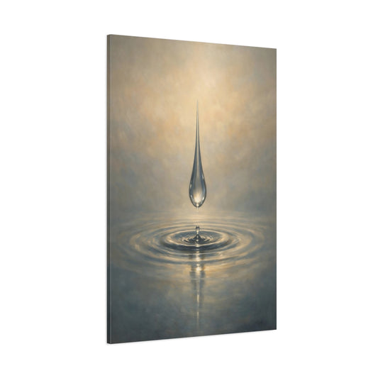 Main Mockup. Nature Water Drop Blue And Gold shown as stretched canvas wall art