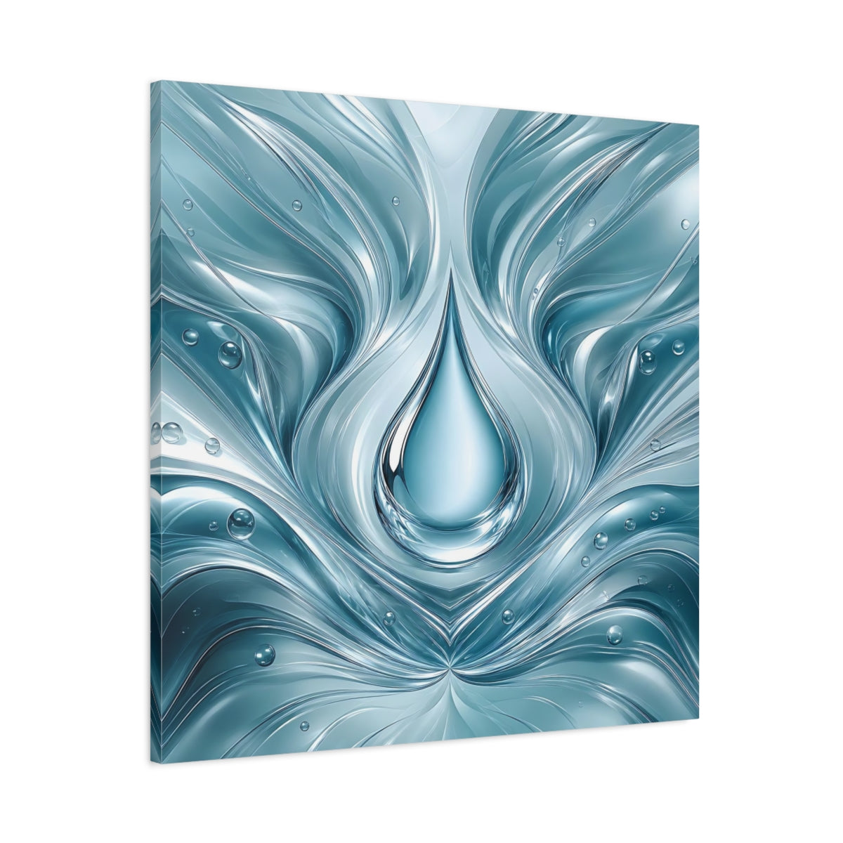 Main Mockup. Nature Water Drop Blue Water shown as stretched canvas wall art