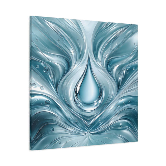 Main Mockup. Nature Water Drop Blue Water shown as stretched canvas wall art