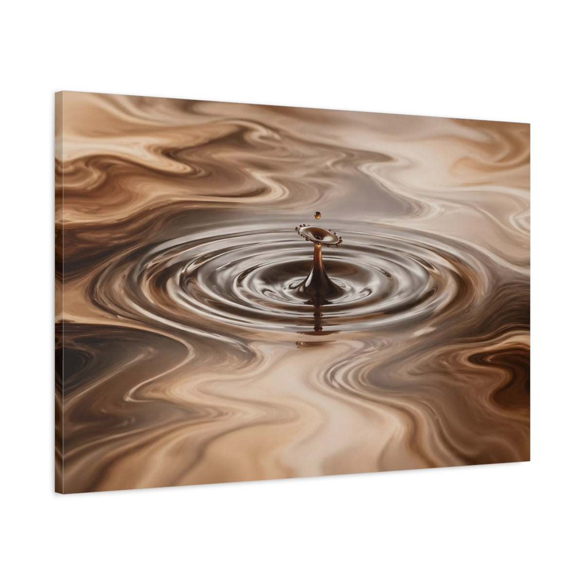 Main Mockup. Nature Water Drop Brown And Beige shown as stretched canvas wall art